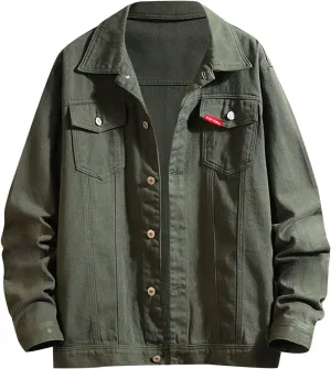 Men's Distressed Denim Jacket Casual Button Down Denim Jacket Vintage Spring Fall Cowboy Trucker Jean Coat