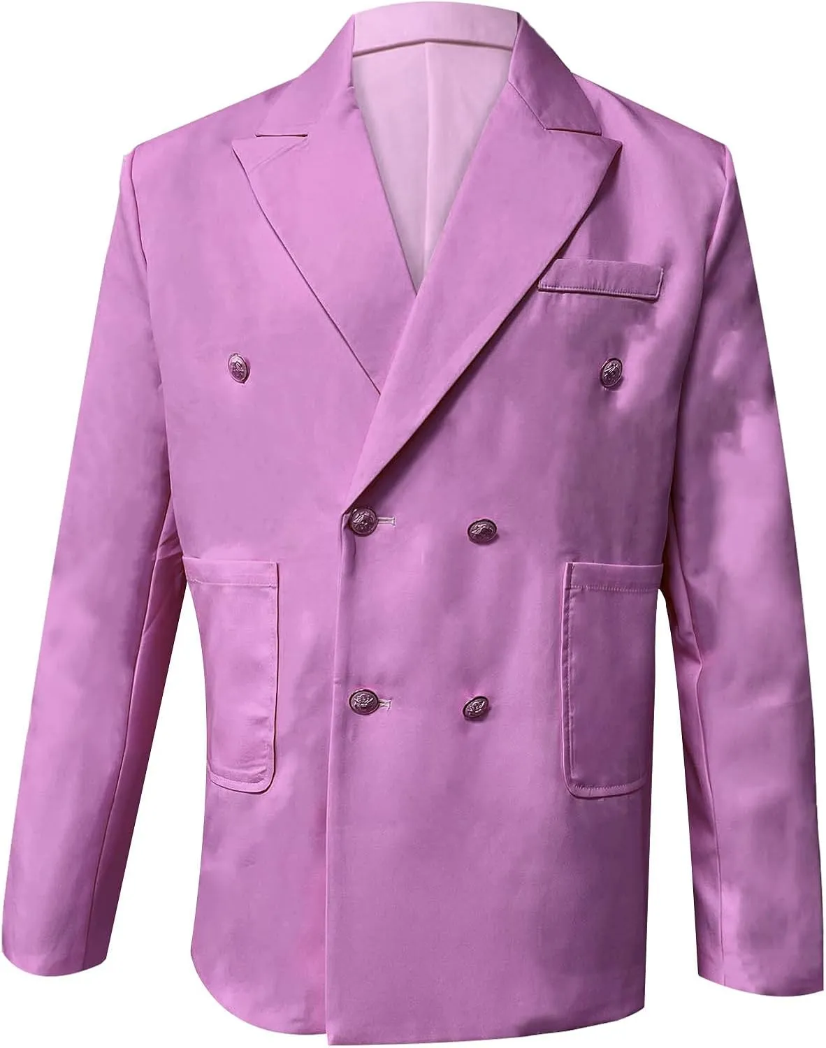 Mens Double Breasted Blazer Casual Jacket Lightweight Slim Fit Sports Coat Formal Business Wedding Dinner Suit Jacket
