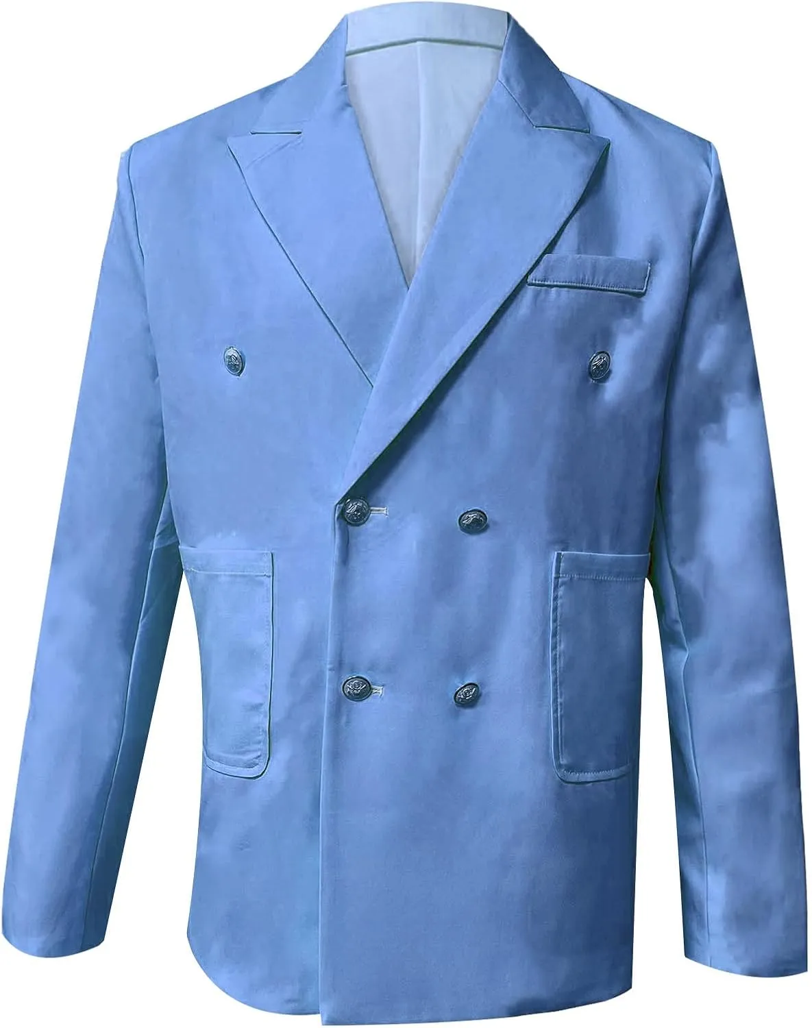 Mens Double Breasted Blazer Casual Jacket Lightweight Slim Fit Sports Coat Formal Business Wedding Dinner Suit Jacket