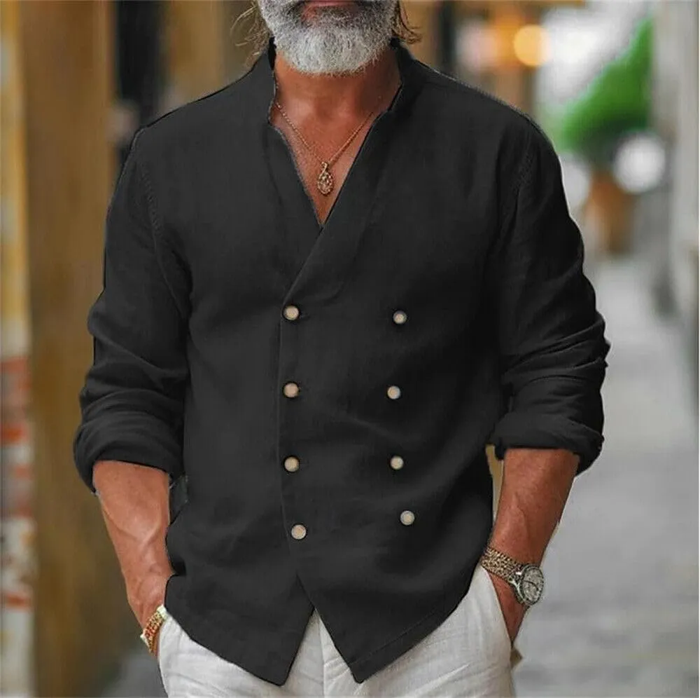 Mens Double-Breasted Shirts Short Sleeve Button Down Shirts Beach Shirt Vacation Beach Summer Top