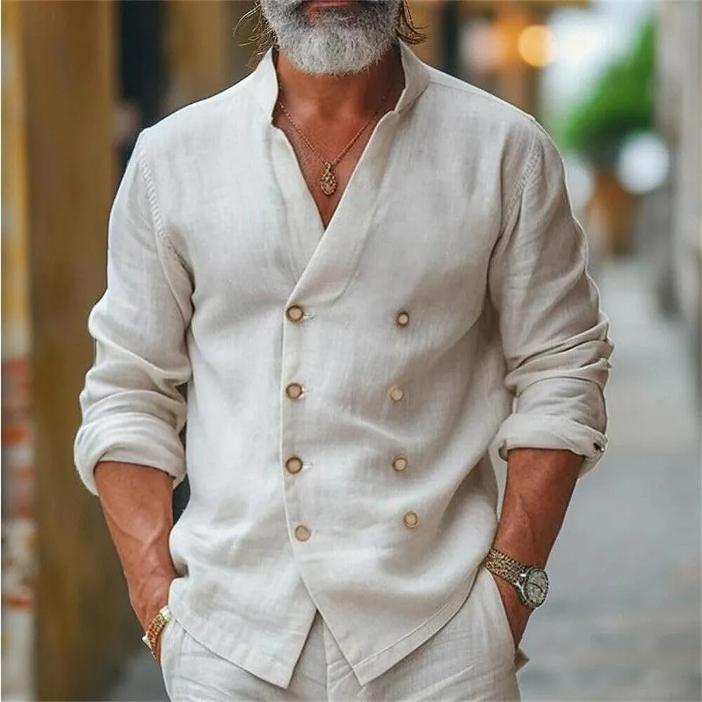 Mens Double-Breasted Shirts Short Sleeve Button Down Shirts Beach Shirt Vacation Beach Summer Top