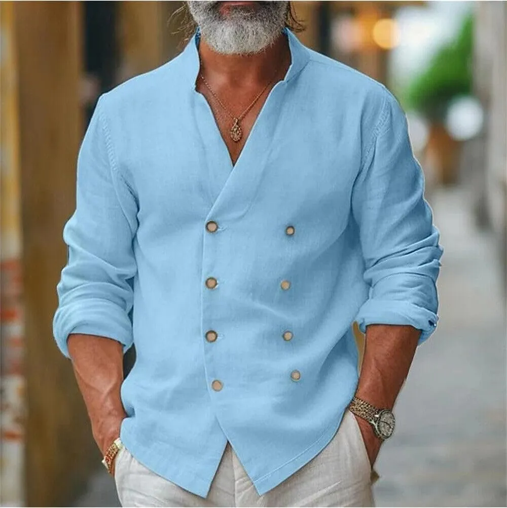 Mens Double-Breasted Shirts Short Sleeve Button Down Shirts Beach Shirt Vacation Beach Summer Top