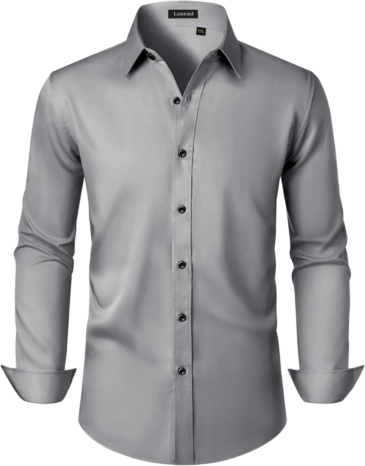 Men's Dress Shirts Long Sleeve Stretch Wrinkle Free Slim Fit Wedding Formal Button Down Shirt