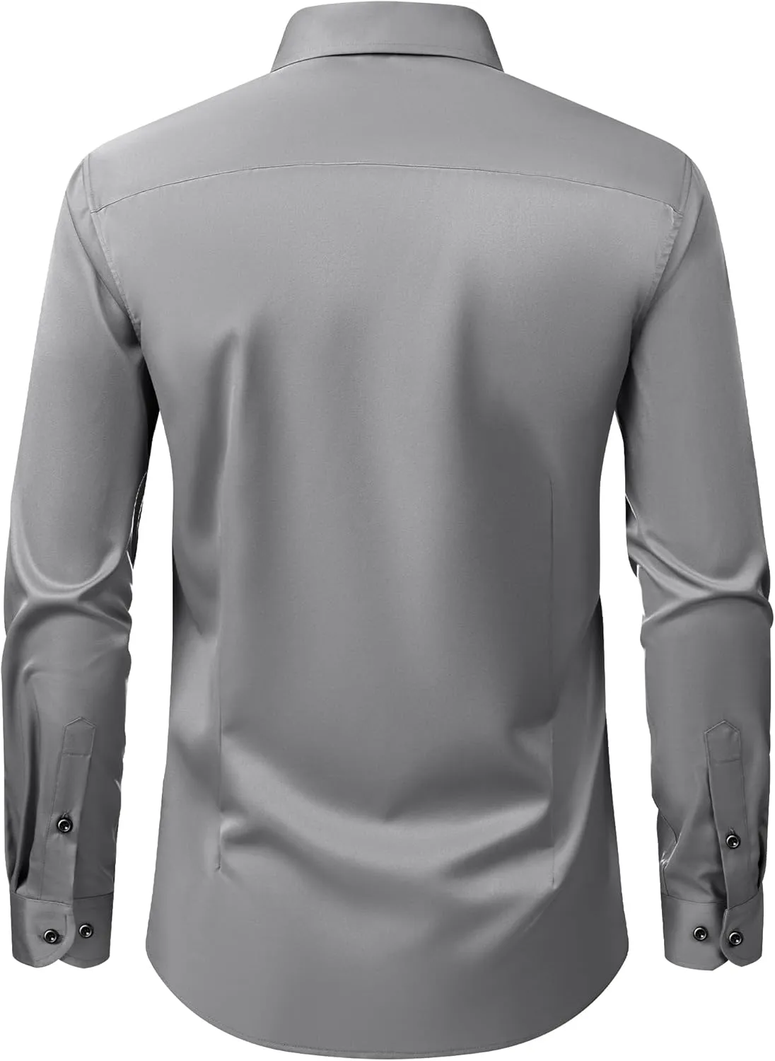 Men's Dress Shirts Long Sleeve Stretch Wrinkle Free Slim Fit Wedding Formal Button Down Shirt