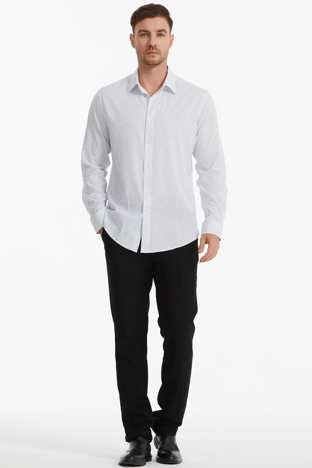 Men's Dress Shirts Solid Wrinkle-Free Long Sleeve Button Down Shirt Regular Fit Formal Shirts