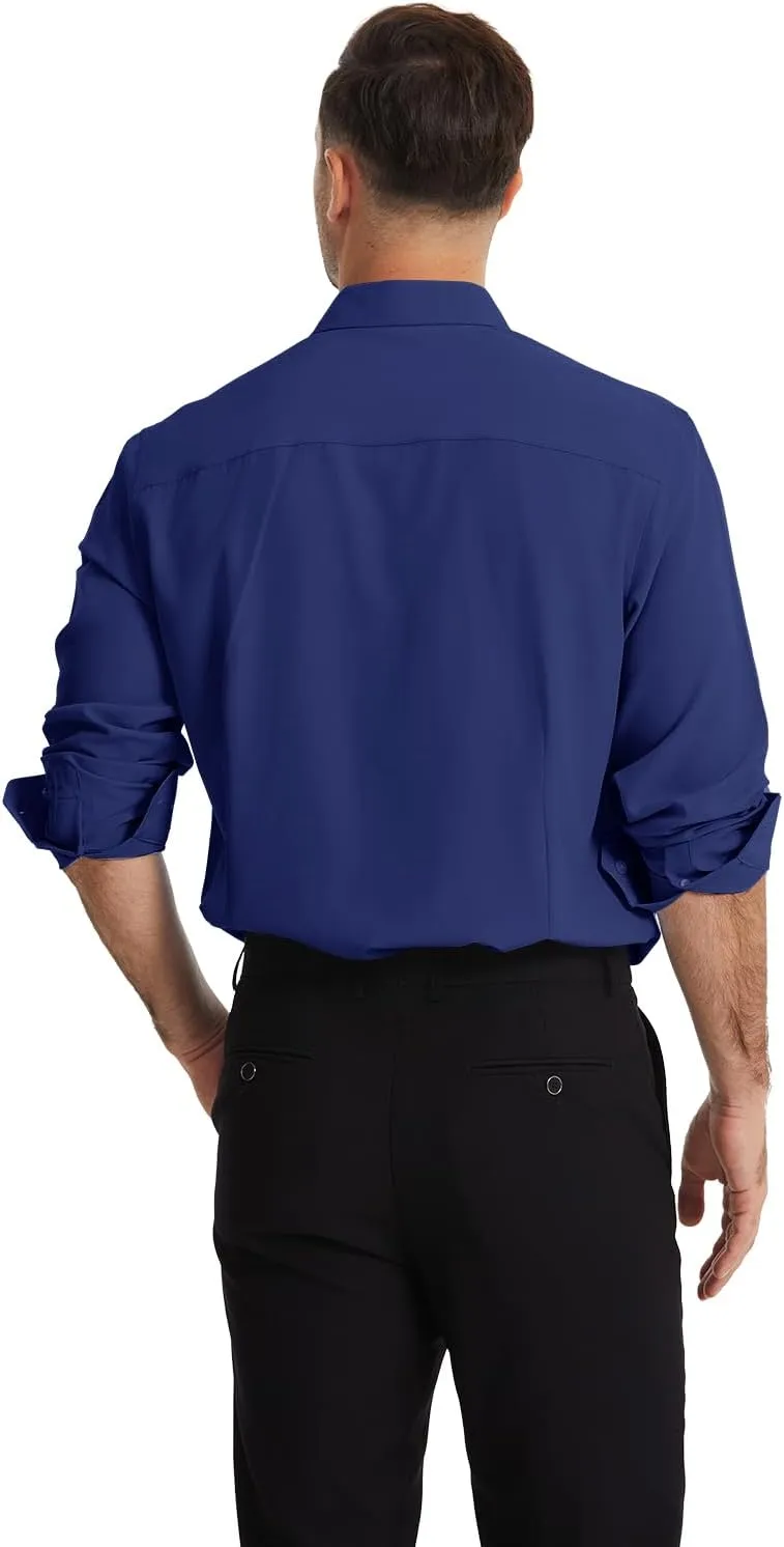 Men's Dress Shirts Solid Wrinkle-Free Long Sleeve Button Down Shirt Regular Fit Formal Shirts