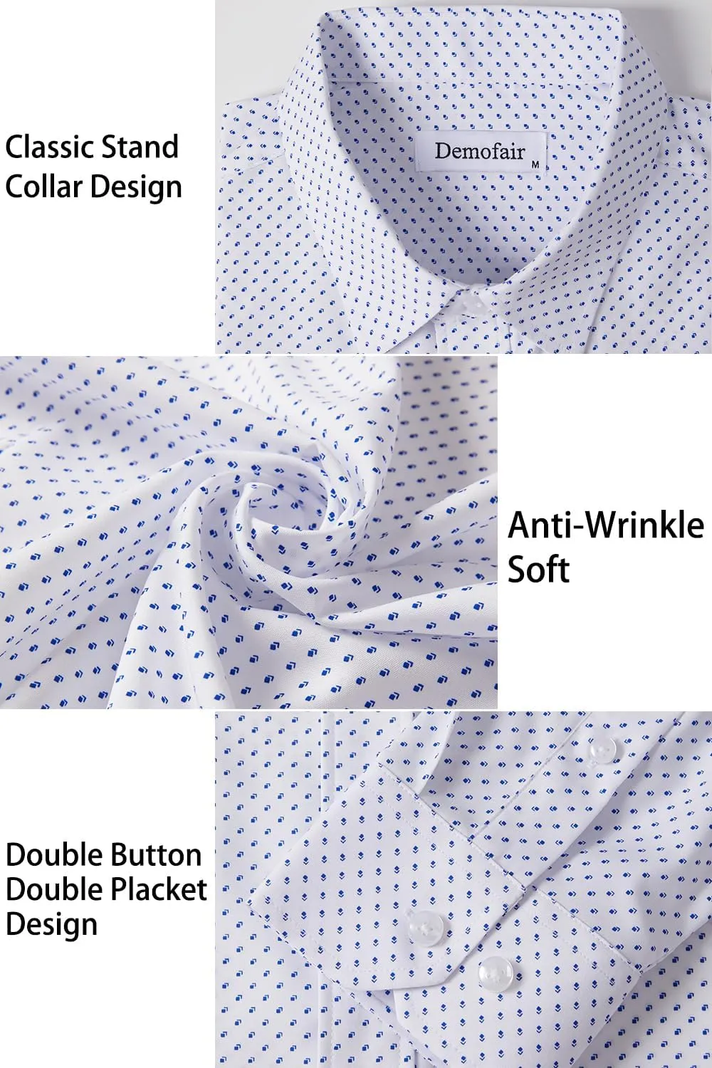 Men's Dress Shirts Solid Wrinkle-Free Long Sleeve Button Down Shirt Regular Fit Formal Shirts