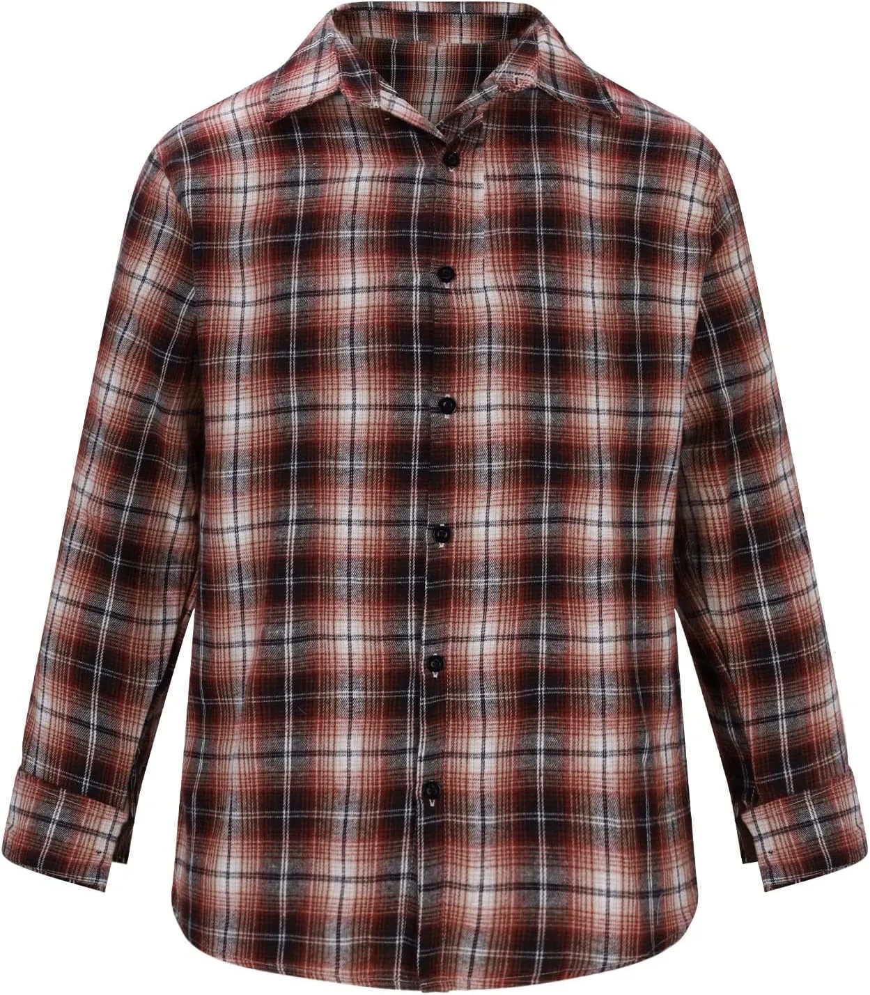 Mens Dress Shirts Vintage Checked Long Sleeve Button Down Casual Gingham Shirts Coat Lightweight Fall Cardigan Soft