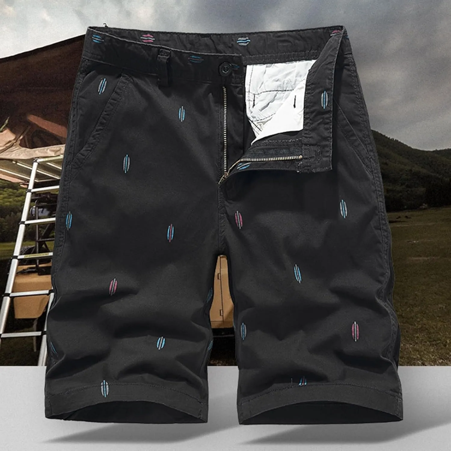 Men's Elastic Waist Cargo Shorts Casual Big and Tall Relaxed Fit Outdoor Work Shorts Cargo Short Outdoor Printed Loose Shorts
