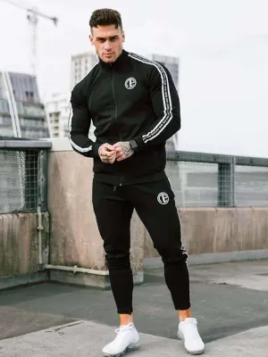 Men's Fashion Embroidered Casual 2 Piece Tracksuit