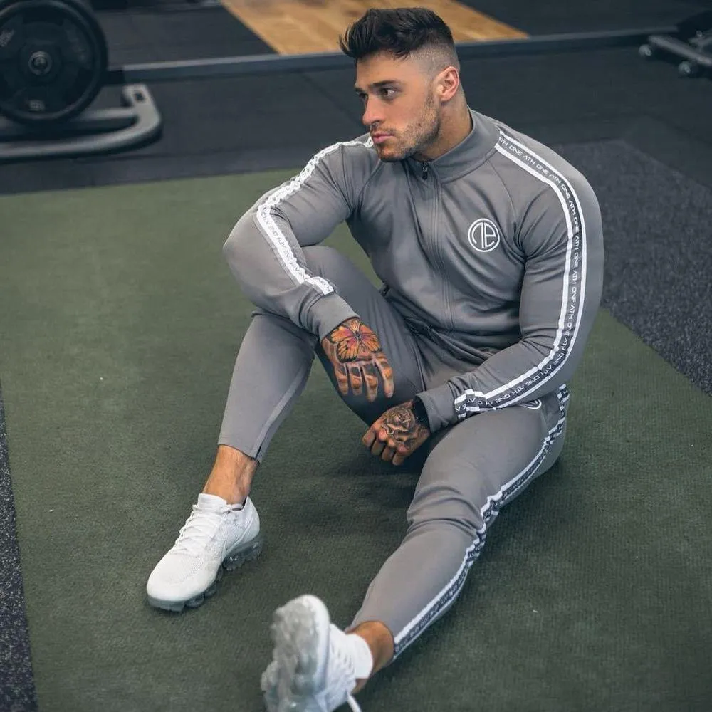 Men's Fashion Embroidered Casual 2 Piece Tracksuit