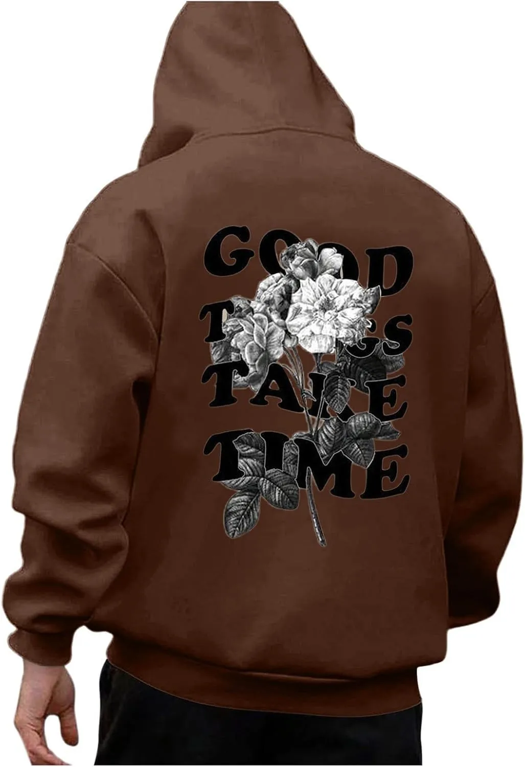 Men'S Fashion Hoodies & Sweatshirts Fall Good Things Take Time Letter Print Long Sleeve Hoodies Pullover Winter Shirts