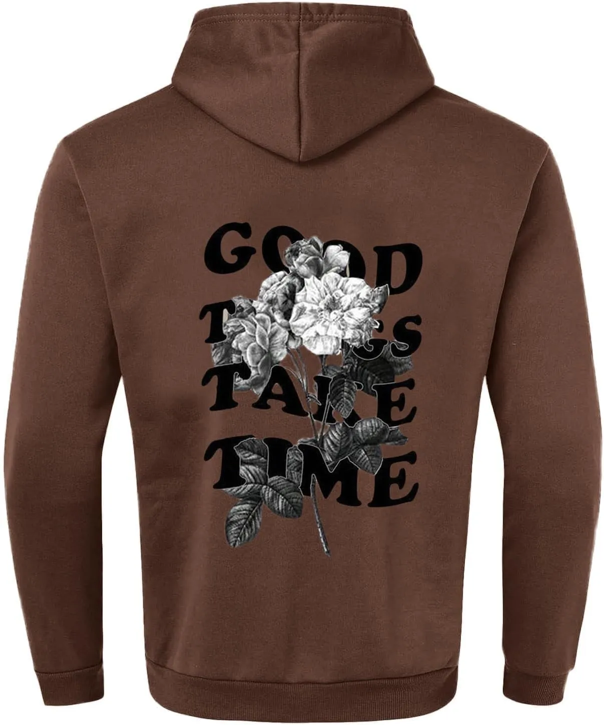 Men'S Fashion Hoodies & Sweatshirts Fall Good Things Take Time Letter Print Long Sleeve Hoodies Pullover Winter Shirts