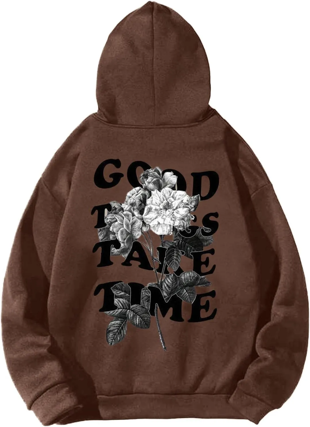 Men'S Fashion Hoodies & Sweatshirts Fall Good Things Take Time Letter Print Long Sleeve Hoodies Pullover Winter Shirts