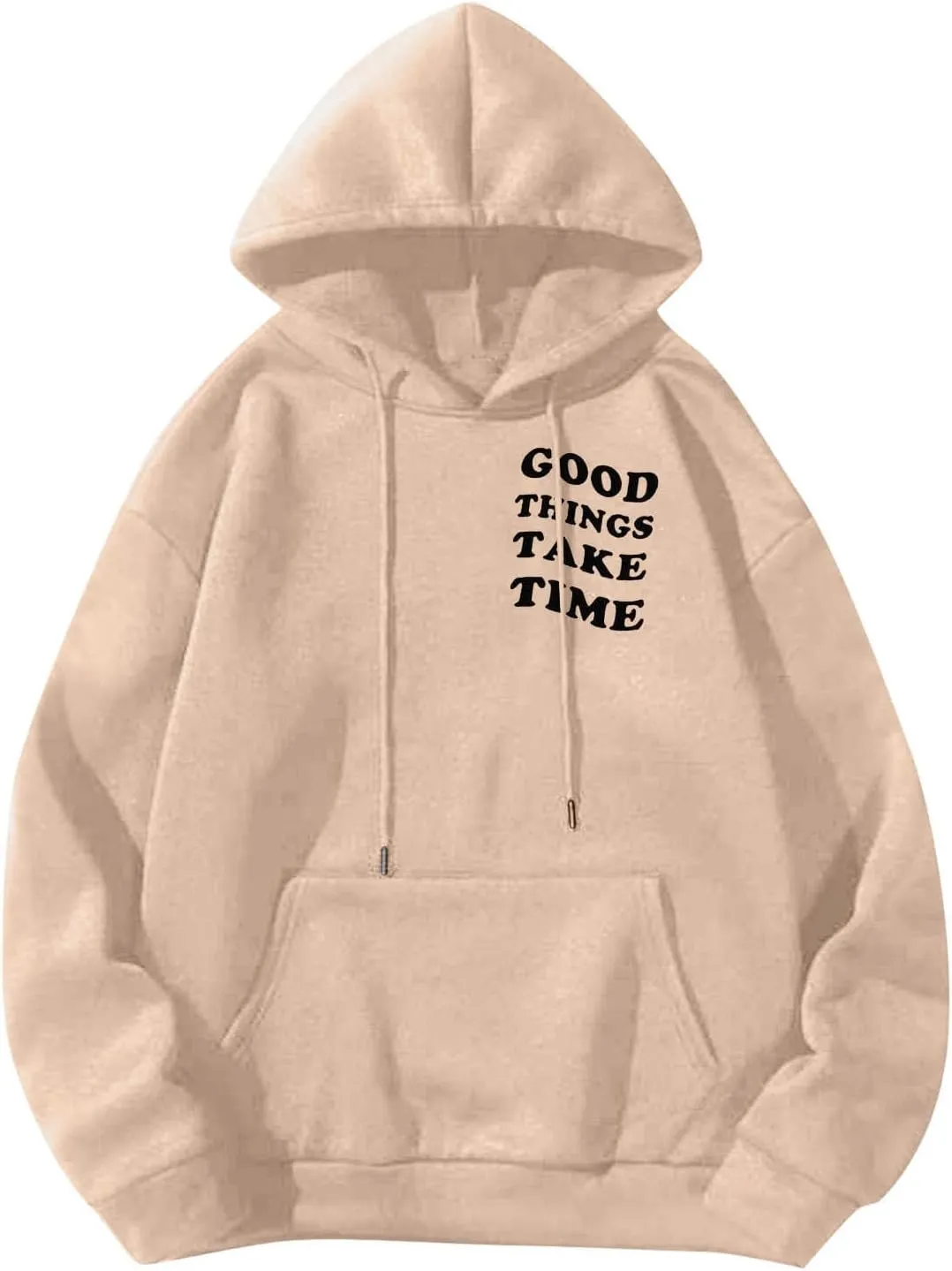 Men'S Fashion Hoodies Good Things Take Time & Rose Shape Print Sweatshirts Fall Long Sleeve Hoodies Pullover Shirts