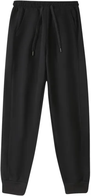 Mens Fleece Lined Sweatpants Baggy Cotton Jogger Trouser Casual Drawstring Elastic Waist Tapered Outdoor Workout Pant
