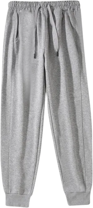 Mens Fleece Lined Sweatpants Baggy Cotton Jogger Trouser Casual Drawstring Elastic Waist Tapered Outdoor Workout Pant