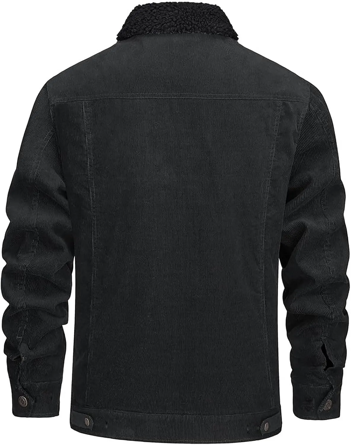 Mens Fleece Sherpa Lined Corduroy Jacket Slim Fit Button Down Trucker Jackets with Pockets Turn Down Collar Jacket