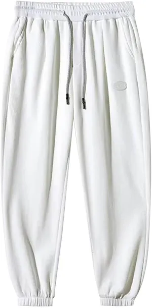 Mens Fleece Sweatpants Baggy Cargo Sweatpants with Pockets Elastic Waist Drawstring Joggers Trousers