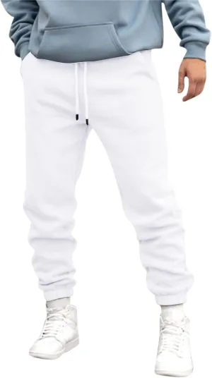 Mens Fleece Sweatpants Baggy Cargo Sweatpants with Pockets Elastic Waist Drawstring Joggers Trousers