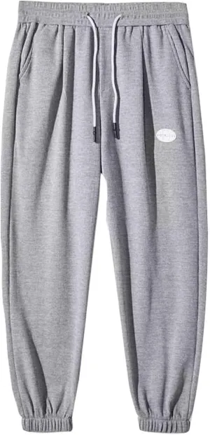 Mens Fleece Sweatpants Baggy Cargo Sweatpants with Pockets Elastic Waist Drawstring Joggers Trousers
