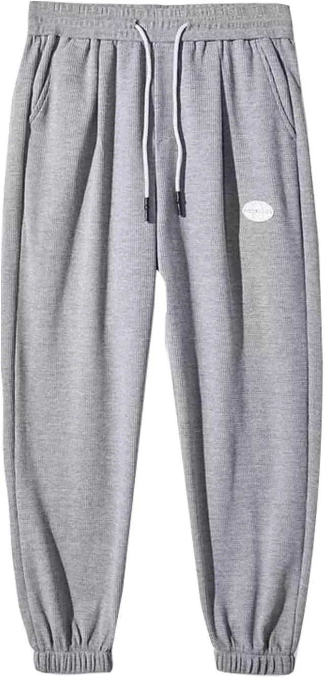 Mens Fleece Sweatpants Baggy Cargo Sweatpants with Pockets Elastic Waist Drawstring Joggers Trousers
