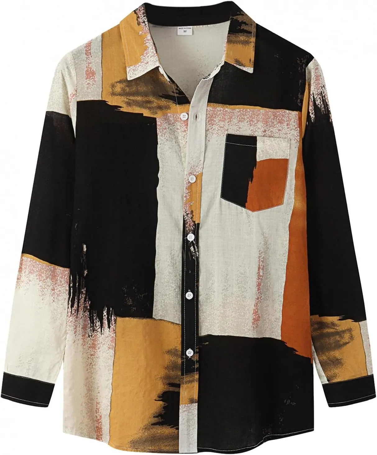 Mens Floral Hawaiian Shirts Long Sleeve Button Down Summer Beach Shirts Loose fit Comfy Holiday Print Shirts