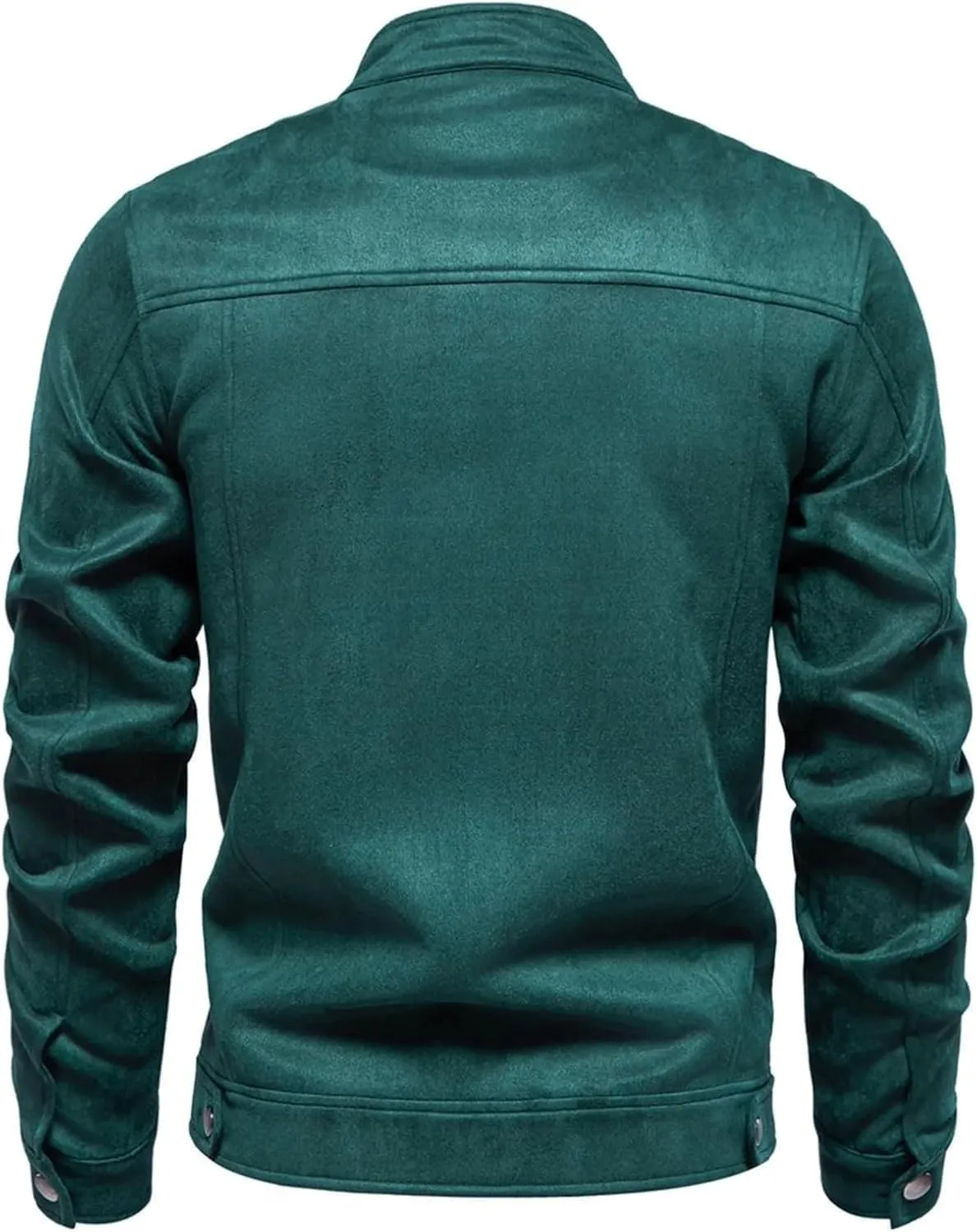 Men's Full Zip Suede Jacket Vintage Lightweight Casual Trucker Coat with Pockets