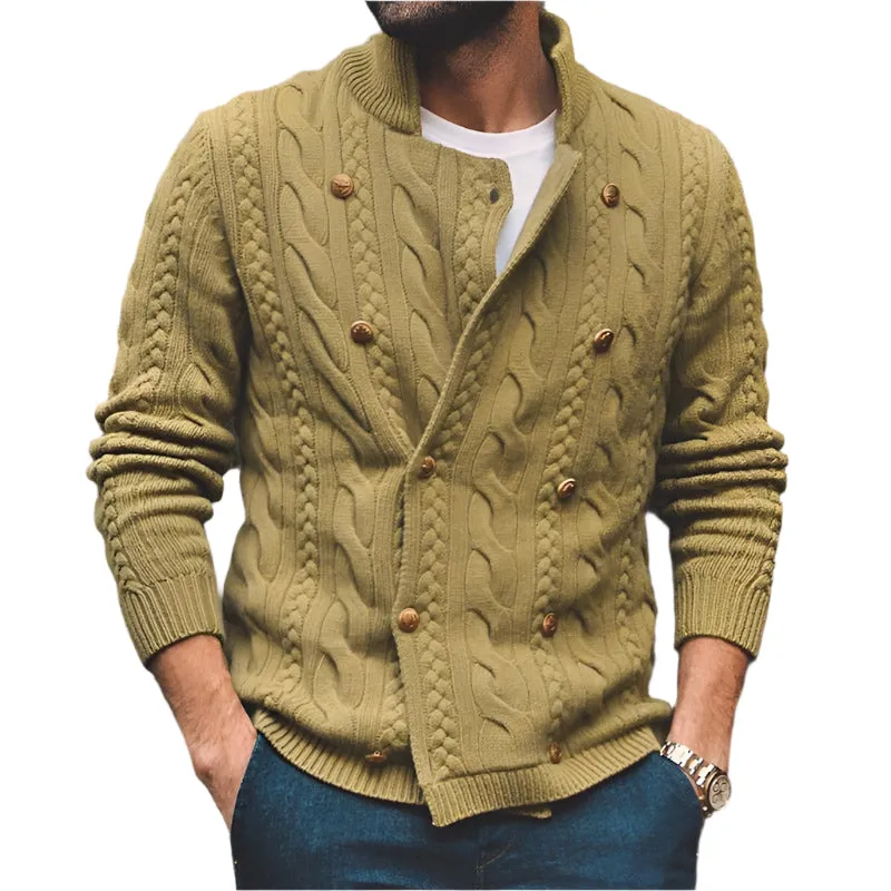 Men's Half Collar Double-Breasted Knitted Buttoned Sweaters