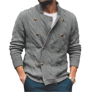 Men's Half Collar Double-Breasted Knitted Buttoned Sweaters