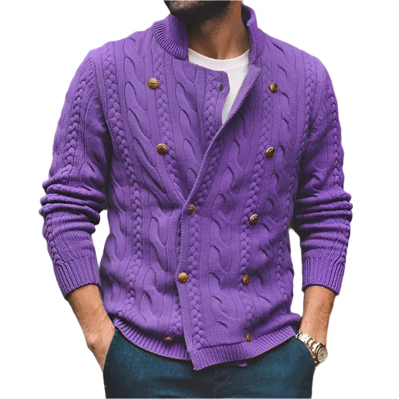 Men's Half Collar Double-Breasted Knitted Buttoned Sweaters