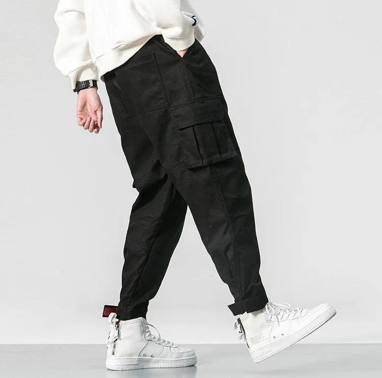 Men's Harem Cargo Pants W/ Elastic Waist