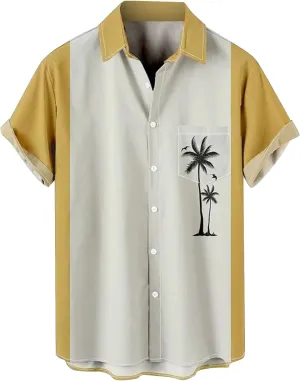Men's Hawaiian Short Sleeves Shirts Casual Summer Beach Vacation Tropical Shirt Fashion Collared Coconut Printed Tops