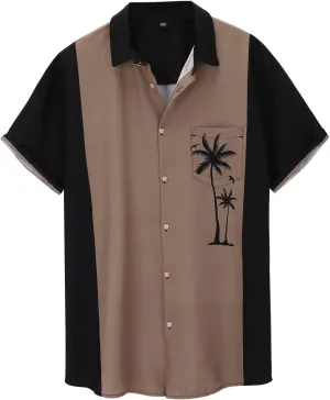 Men's Hawaiian Short Sleeves Shirts Casual Summer Beach Vacation Tropical Shirt Fashion Collared Coconut Printed Tops