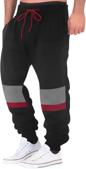 Men's Heavyweight Fleece Cargo Sweatpants Baggy Elastic Waist Drawstring Sweatpants with Pockets Joggers