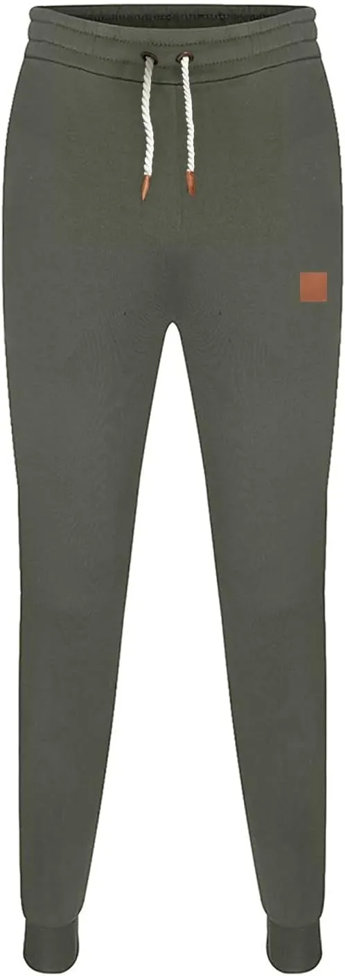 Men's Heavyweight Fleece Cargo Sweatpants Baggy Elastic Waist Drawstring Sweatpants with Pockets Joggers