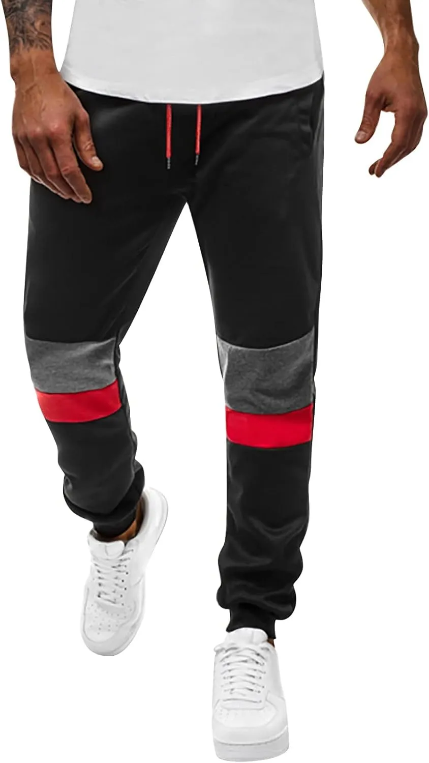 Men's Heavyweight Fleece Cargo Sweatpants Baggy Elastic Waist Drawstring Sweatpants with Pockets Joggers