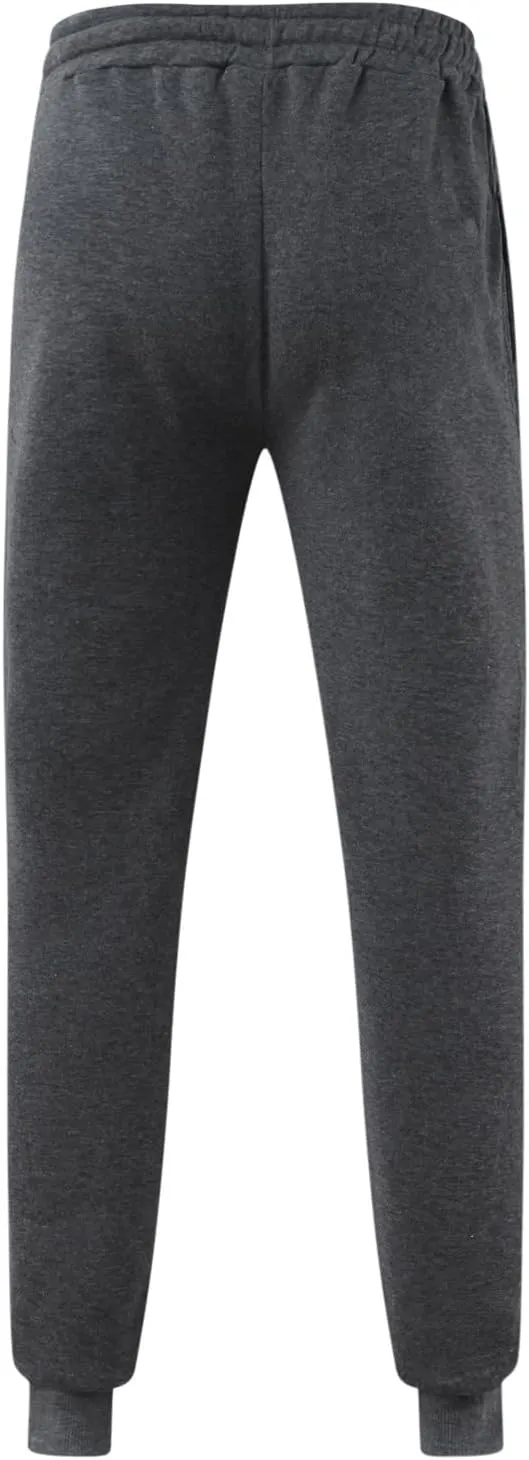 Men's Heavyweight Fleece Cargo Sweatpants Baggy Elastic Waist Drawstring Sweatpants with Pockets Joggers