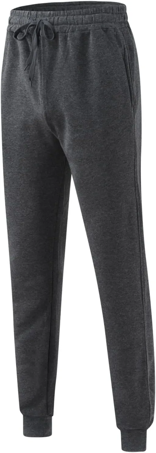 Men's Heavyweight Fleece Cargo Sweatpants Baggy Elastic Waist Drawstring Sweatpants with Pockets Joggers