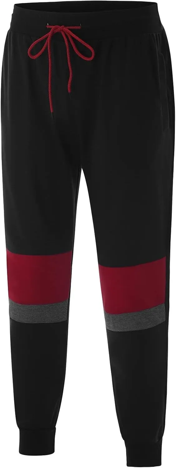 Men's Heavyweight Fleece Cargo Sweatpants Baggy Elastic Waist Drawstring Sweatpants with Pockets Joggers