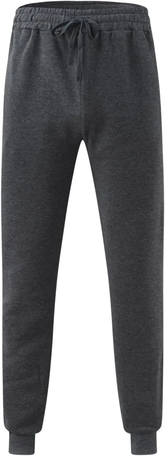 Men's Heavyweight Fleece Cargo Sweatpants Baggy Elastic Waist Drawstring Sweatpants with Pockets Joggers