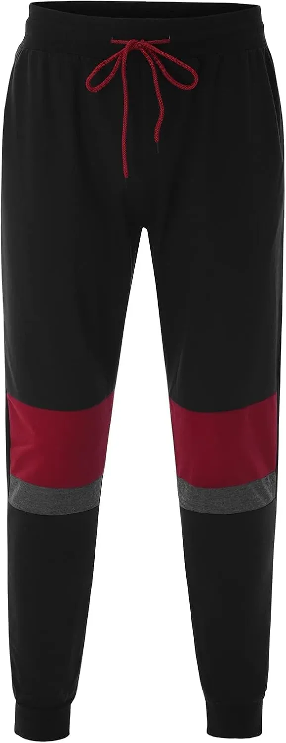 Men's Heavyweight Fleece Cargo Sweatpants Baggy Elastic Waist Drawstring Sweatpants with Pockets Joggers