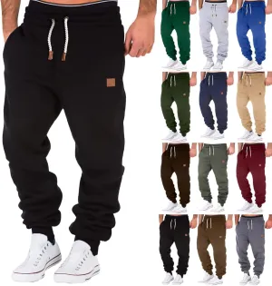 Men's Heavyweight Fleece Cargo Sweatpants Baggy Elastic Waist Drawstring Sweatpants with Pockets Joggers