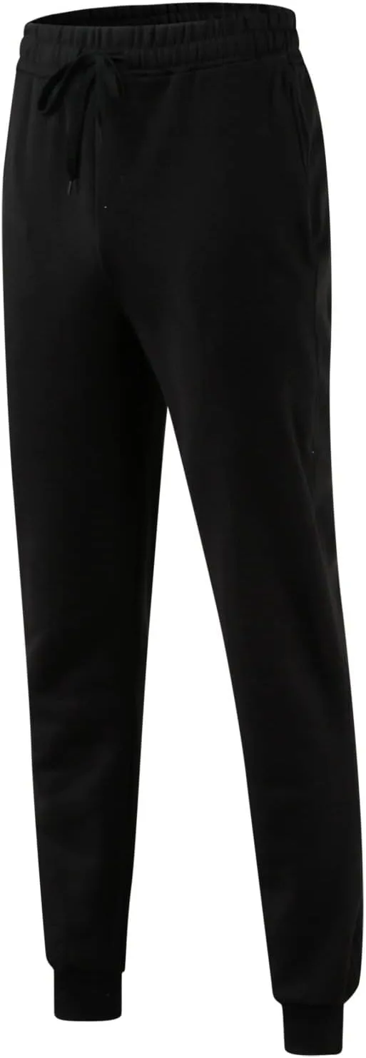 Men's Heavyweight Fleece Cargo Sweatpants Baggy Elastic Waist Drawstring Sweatpants with Pockets Joggers