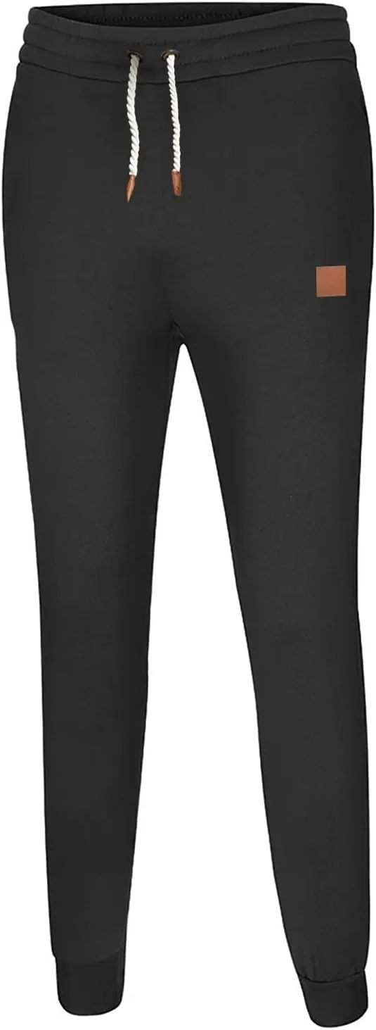 Men's Heavyweight Fleece Cargo Sweatpants Baggy Elastic Waist Drawstring Sweatpants with Pockets Joggers