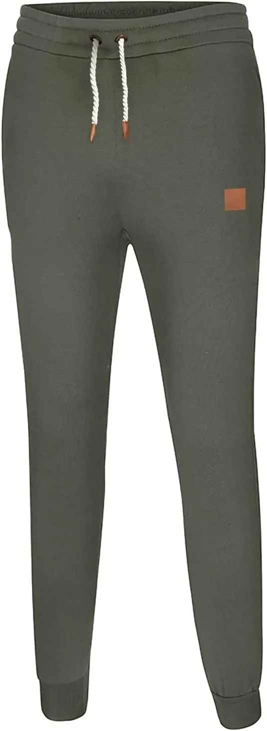 Men's Heavyweight Fleece Cargo Sweatpants Baggy Elastic Waist Drawstring Sweatpants with Pockets Joggers