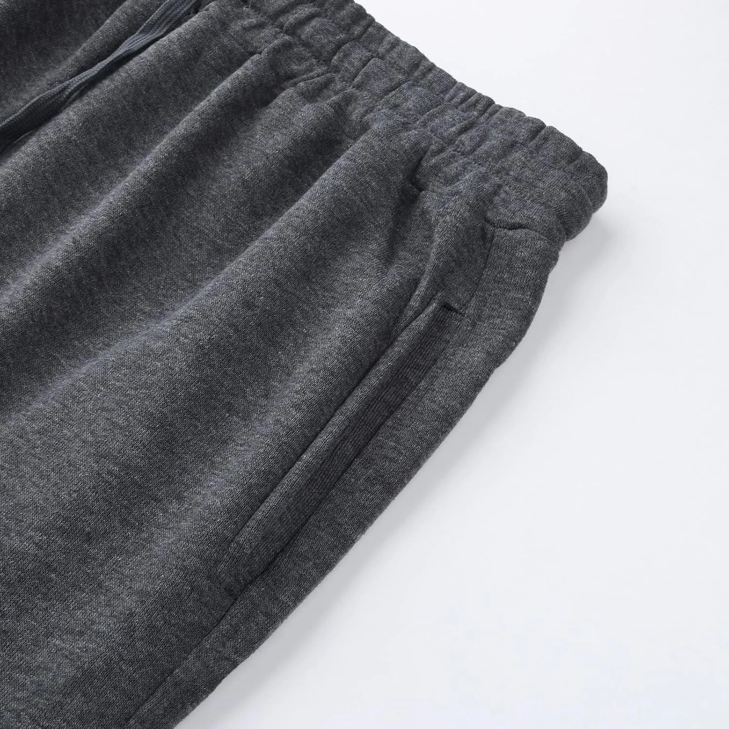 Men's Heavyweight Fleece Cargo Sweatpants Baggy Elastic Waist Drawstring Sweatpants with Pockets Joggers