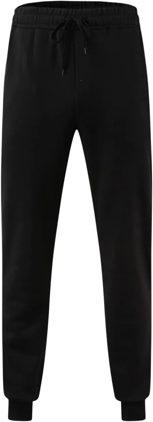 Men's Heavyweight Fleece Cargo Sweatpants Baggy Elastic Waist Drawstring Sweatpants with Pockets Joggers