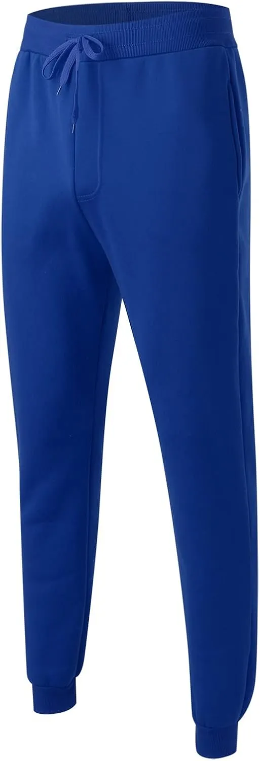 Men's Heavyweight Fleece Cargo Sweatpants Baggy Elastic Waist Drawstring Sweatpants with Pockets Joggers