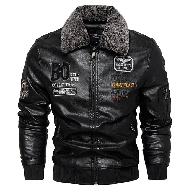 Men's High Quality Slim Leather Bomber Jacket